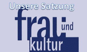 Unserese Satzung Text: "Unsere Satzung frau und kultur" auf einem blauen Hintergrund.